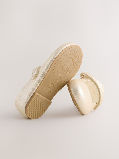Gold Wide Fit (G) Mary Jane Touch Fastening Occasion Shoes image 5