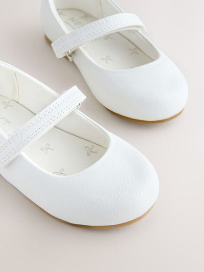 White Wide Fit (G) Mary Jane Touch Fastening Occasion Shoes image 4