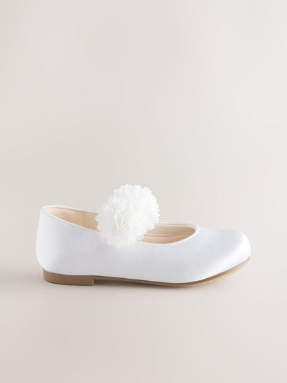 White Standard Fit (F) Satin Flower Girl Occasion Mary Jane Shoes image 2