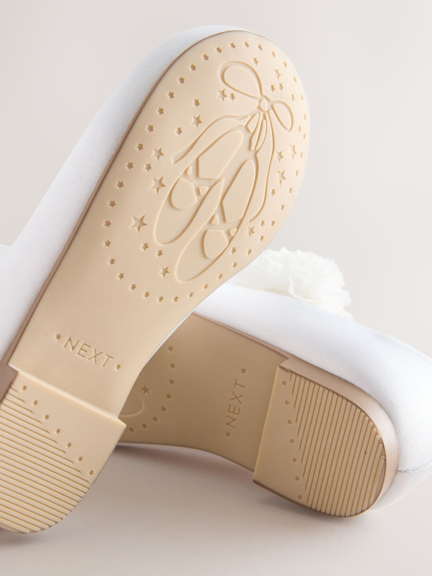 White Standard Fit (F) Satin Flower Girl Occasion Mary Jane Shoes image 5