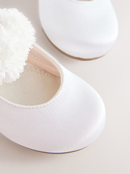 White Wide Fit (G) Satin Flower Girl Occasion Mary Jane Shoes image 5