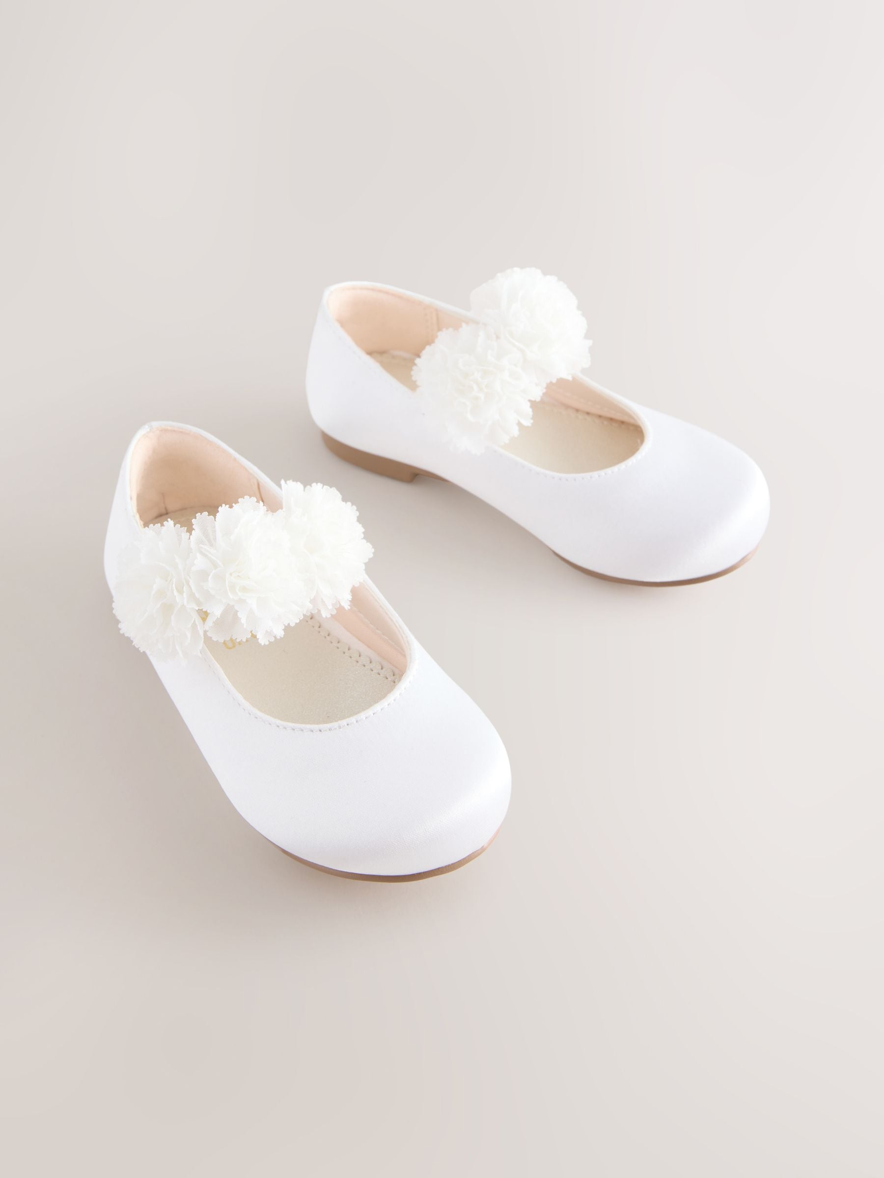 White Wide Fit (G) Satin Flower Girl Occasion Mary Jane Shoes image 1