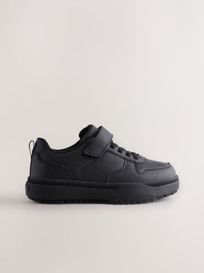 Black Waterproof Touch Fastening Elastic Lace School Shoes image 2