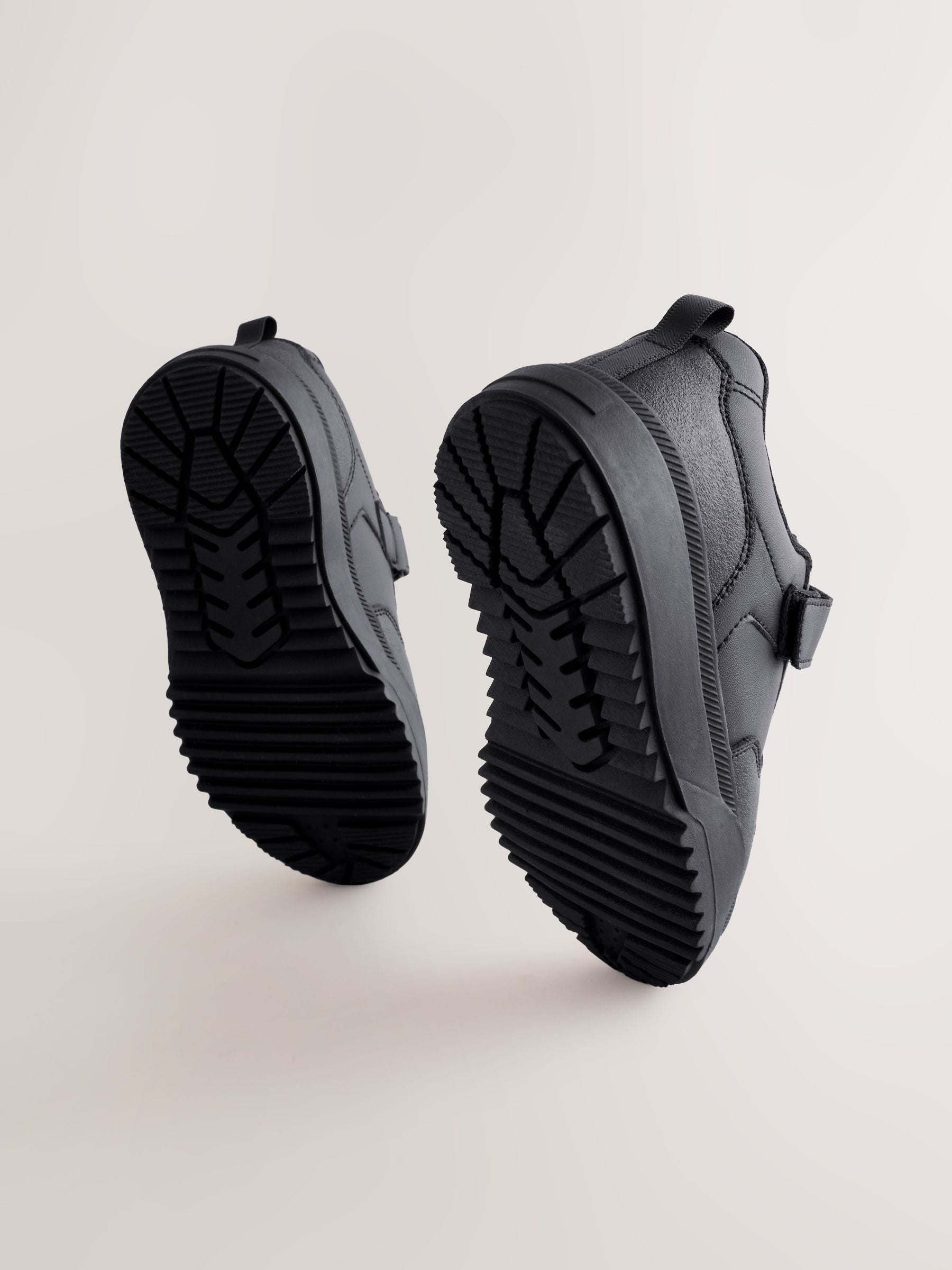 Black Waterproof Touch Fastening Elastic Lace School Shoes image 4