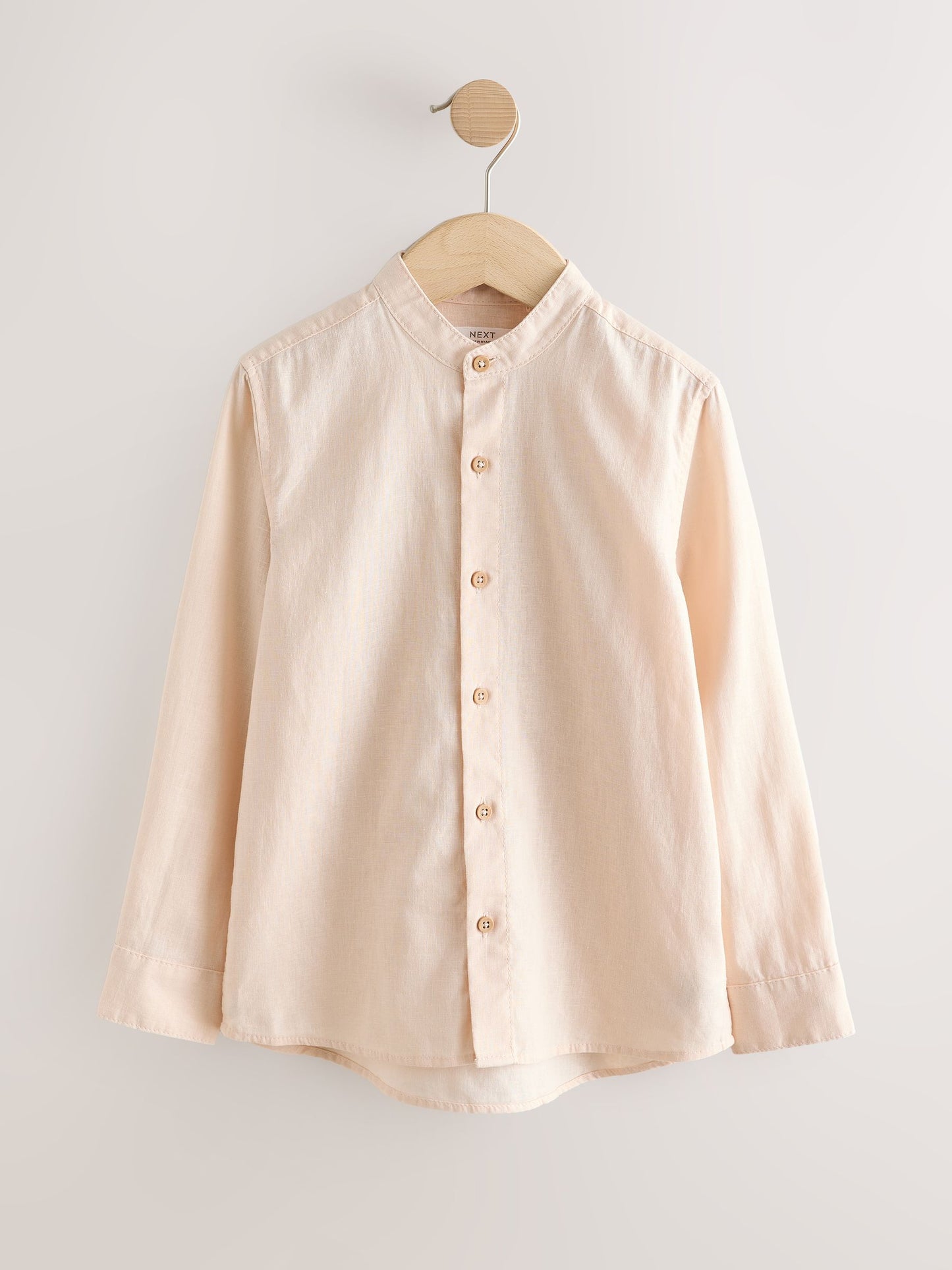 Dsiney Kidz - Peach Pink Grandad Collar Linen Mix Long Sleeve Shirt (3-16yrs) image 5