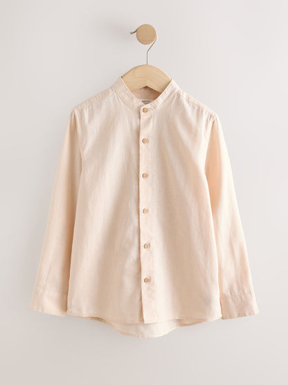 Dsiney Kidz - Peach Pink Grandad Collar Linen Mix Long Sleeve Shirt (3-16yrs) image 5