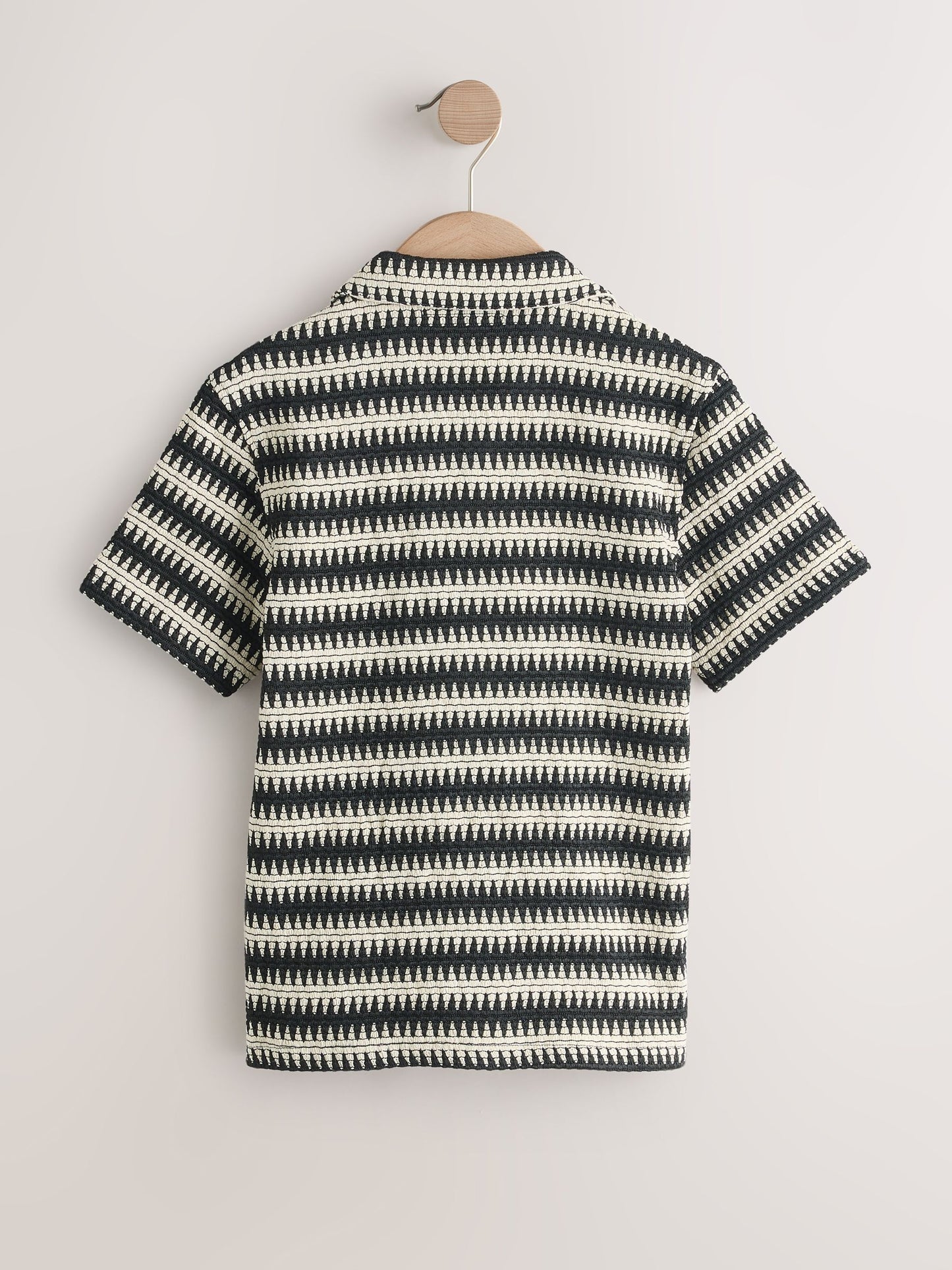 Dsiney Kidz - Black/Ecru Short Sleeve Textured Stripe Revere Shirt (3-16yrs) image 5