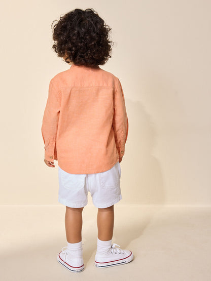 Dsiney Kidz - Orange Grandad Collar Linen Mix Shirt (3mths-7yrs) image 3