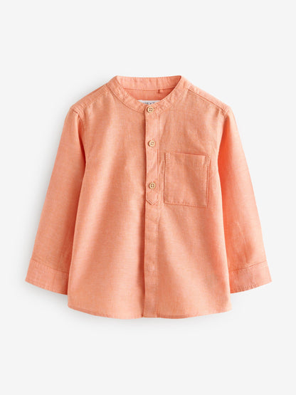 Dsiney Kidz - Orange Grandad Collar Linen Mix Shirt (3mths-7yrs) image 4
