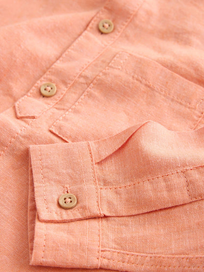 Dsiney Kidz - Orange Grandad Collar Linen Mix Shirt (3mths-7yrs) image 7