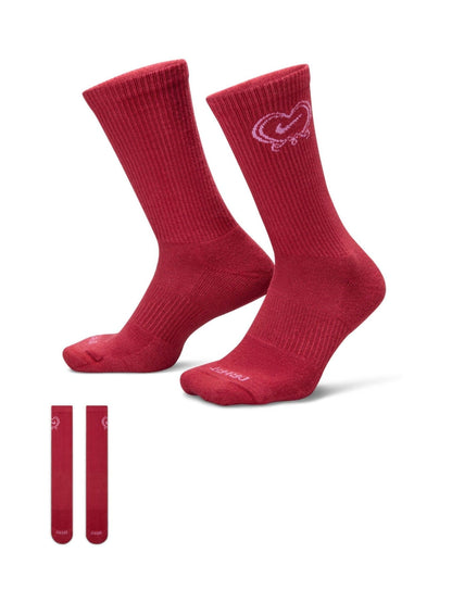 Nike Team Crimson Red Everyday Plus Cushioned Crew Valentine Socks 1 Pack - image 1