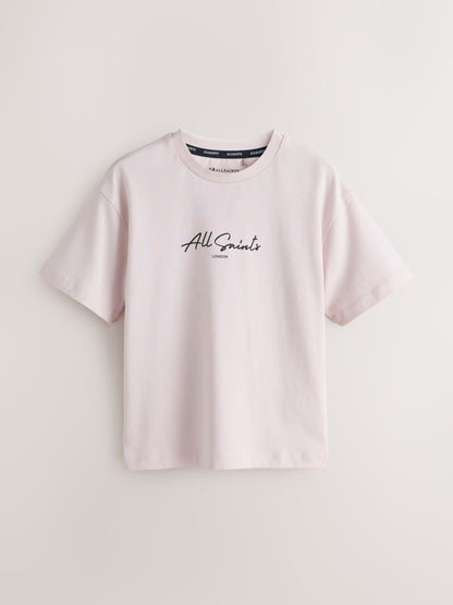 Dsiney Kidz - smALLSAINTS Pink/Black Script Logo Crew Neck Relaxed T-Shirts 3 Pack image 4
