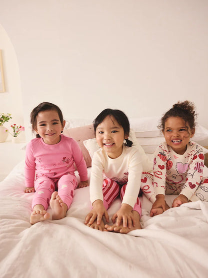 Pink/Red Galentines Snuggle Pyjamas 3 Pack (9mths-12yrs)