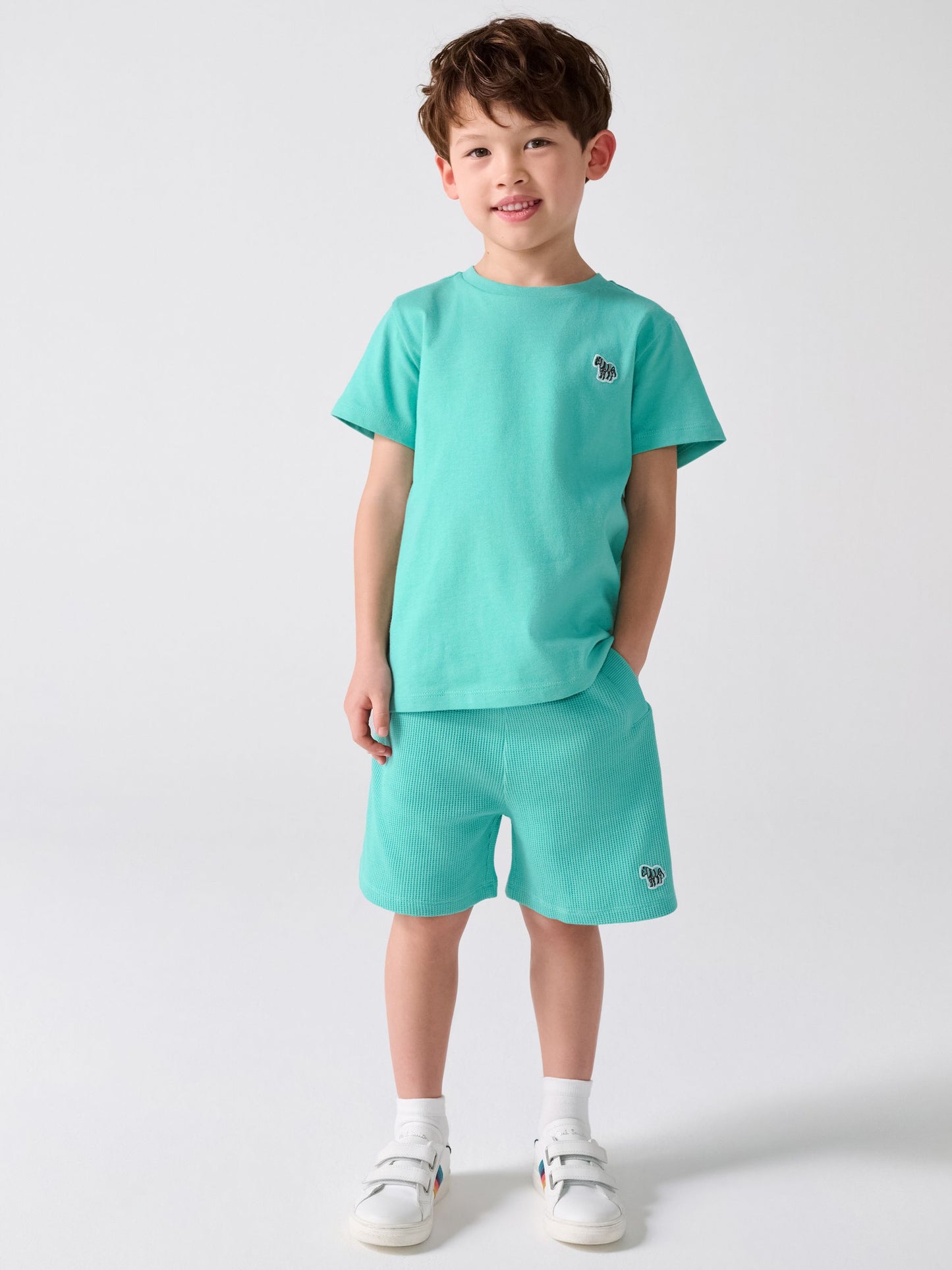 Dsiney Kidz - Paul Smith Junior Green Textured Zebra T-Shirt And Shorts Set image 1