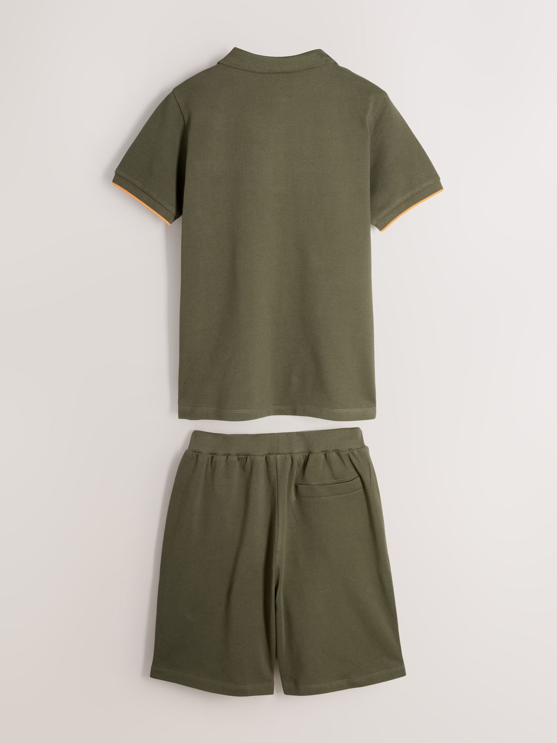 Dsiney Kidz - Paul Smith Junior Khaki Green Pique Polo Shirt And Shorts Set image 2