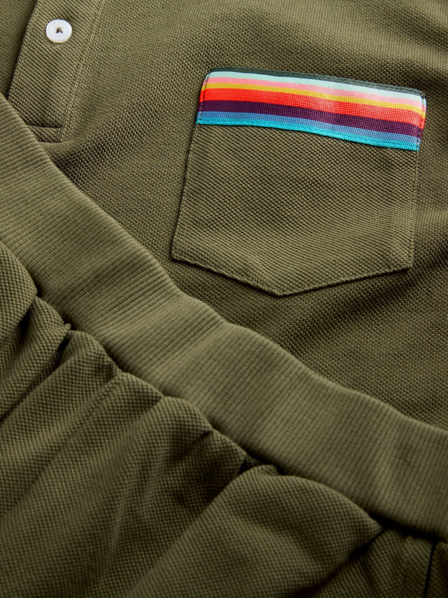 Dsiney Kidz - Paul Smith Junior Khaki Green Pique Polo Shirt And Shorts Set image 4