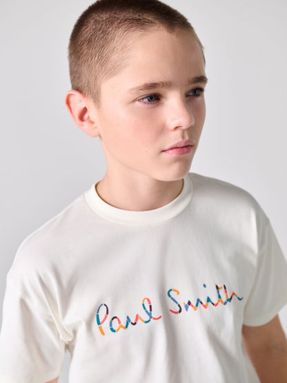 Dsiney Kidz - Paul Smith Junior White/Navy T-Shirt and Shorts Set image 2