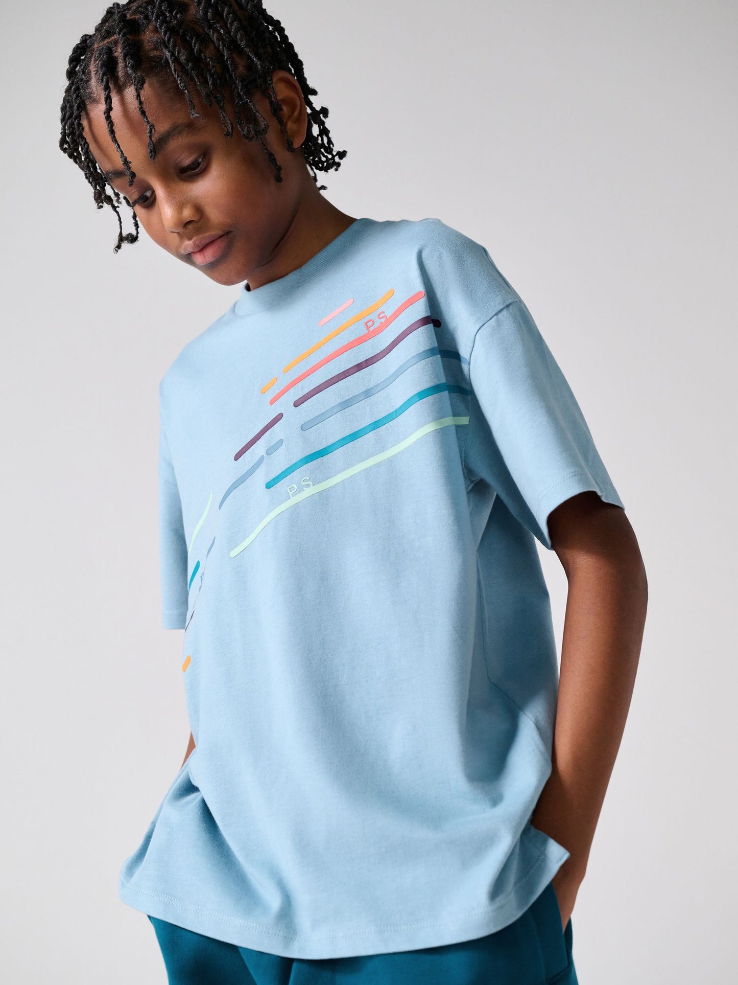 Dsiney Kidz - Paul Smith Junior Blue Tonal T-Shirt and Shorts Set image 2