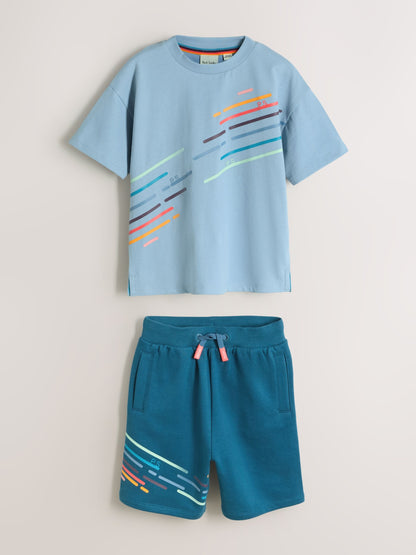 Dsiney Kidz - Paul Smith Junior Blue Tonal T-Shirt and Shorts Set image 8
