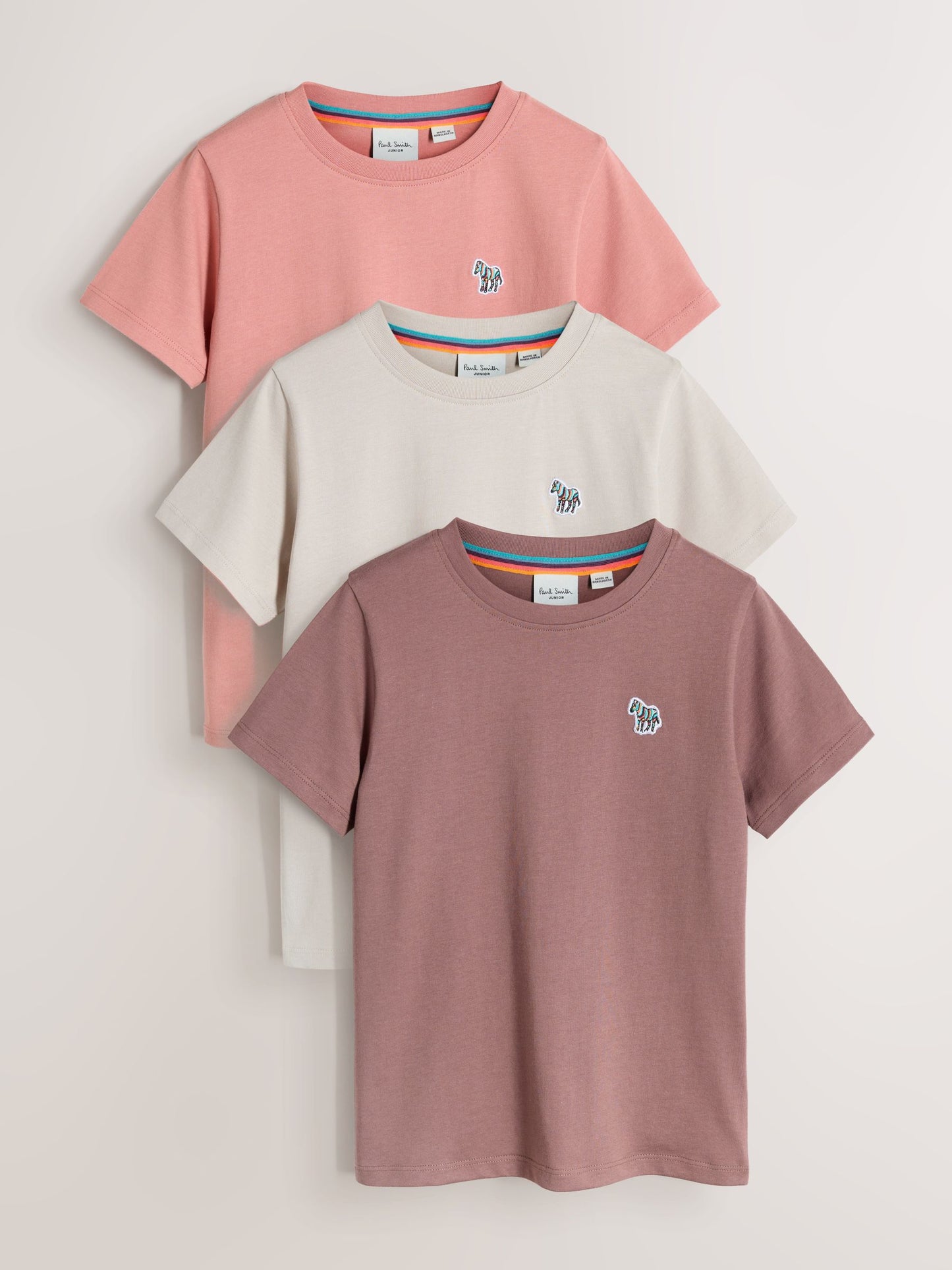 Dsiney Kidz - Paul Smith Junior Brown/Stone/Pink Signature T-Shirts 3 Pack image 1
