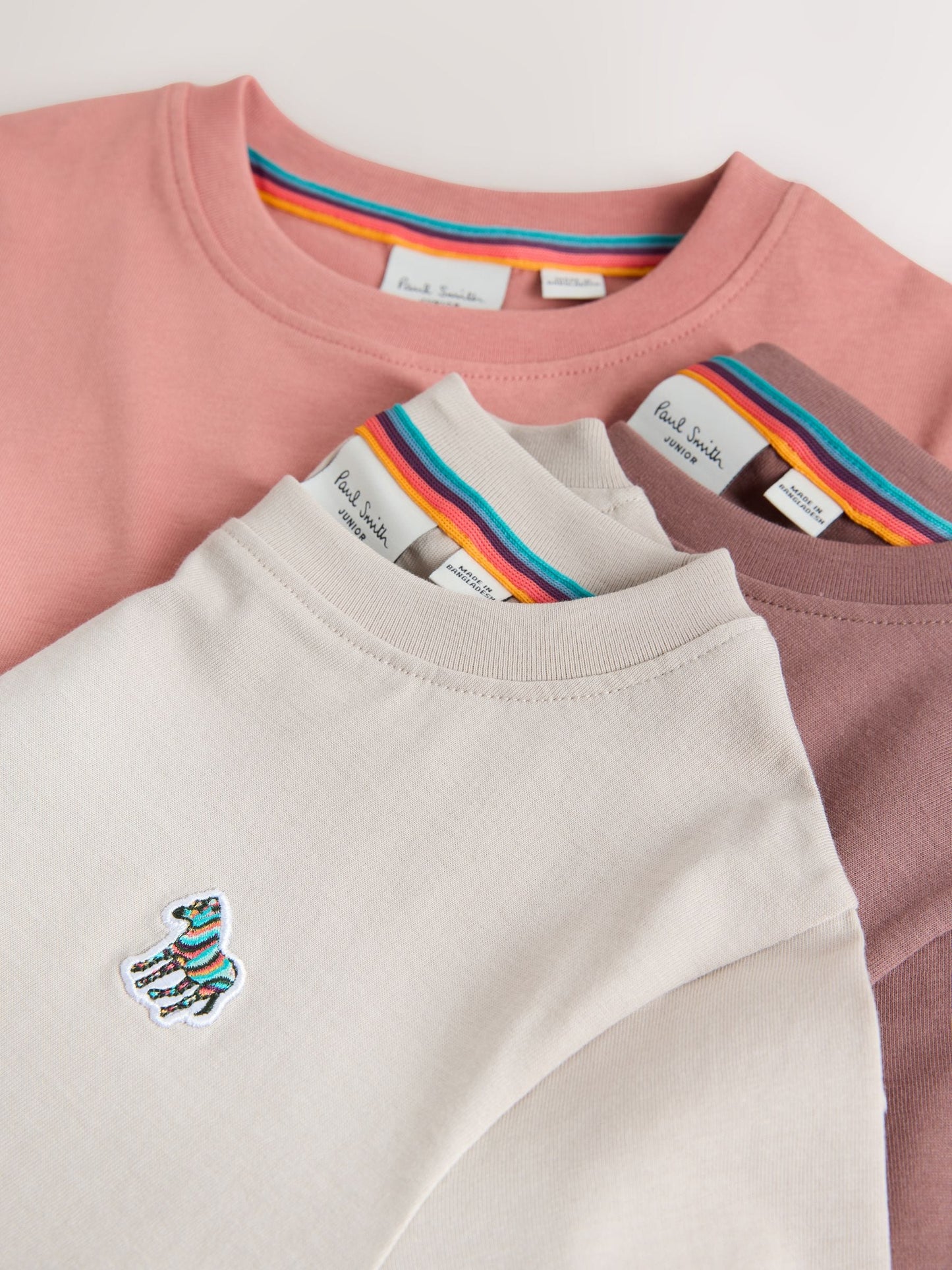 Dsiney Kidz - Paul Smith Junior Brown/Stone/Pink Signature T-Shirts 3 Pack image 7