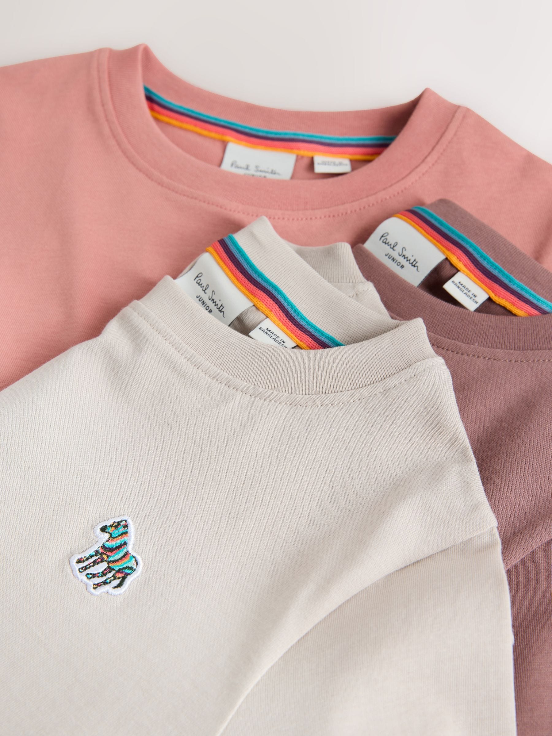 Dsiney Kidz - Paul Smith Junior Brown/Stone/Pink Signature T-Shirts 3 Pack image 7