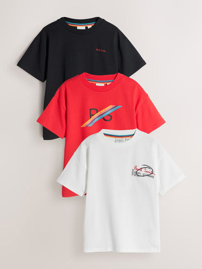 Dsiney Kidz - Paul Smith Junior Red/Black/White Graphic T-Shirts 3 Pack image 1