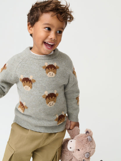 Brown Hamish Knitted Crew Neck Jumper (3mths-7yrs) - image 1