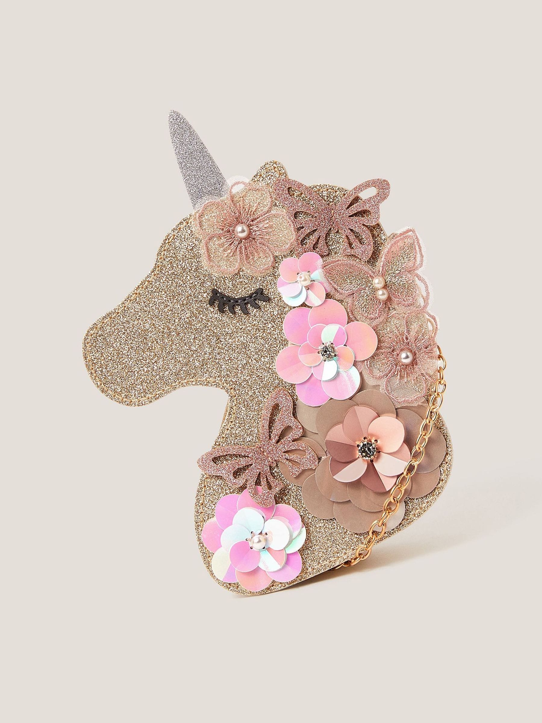 Monsoon Gold Ella Sequin Flower Unicorn Bag image 1