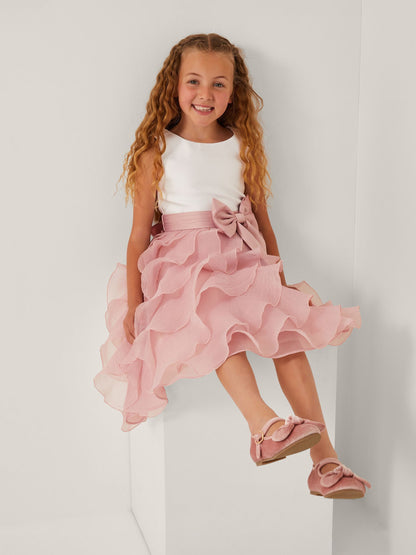 Monsoon Pink Cancan Sleeveless Bow Ruffle Dress image 1