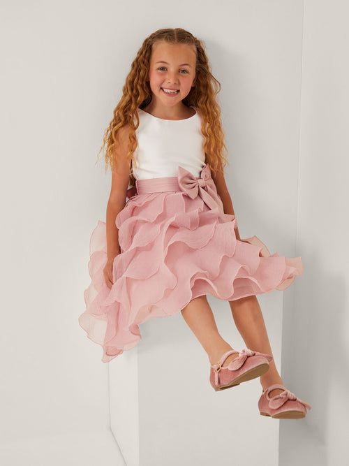 Dsiney Kidz - Monsoon Pink Cancan Sleeveless Bow Ruffle Dress image 1