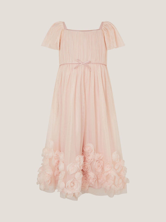 Monsoon Pink Evangaline Rose Appliqué Tulle Dress - image 2