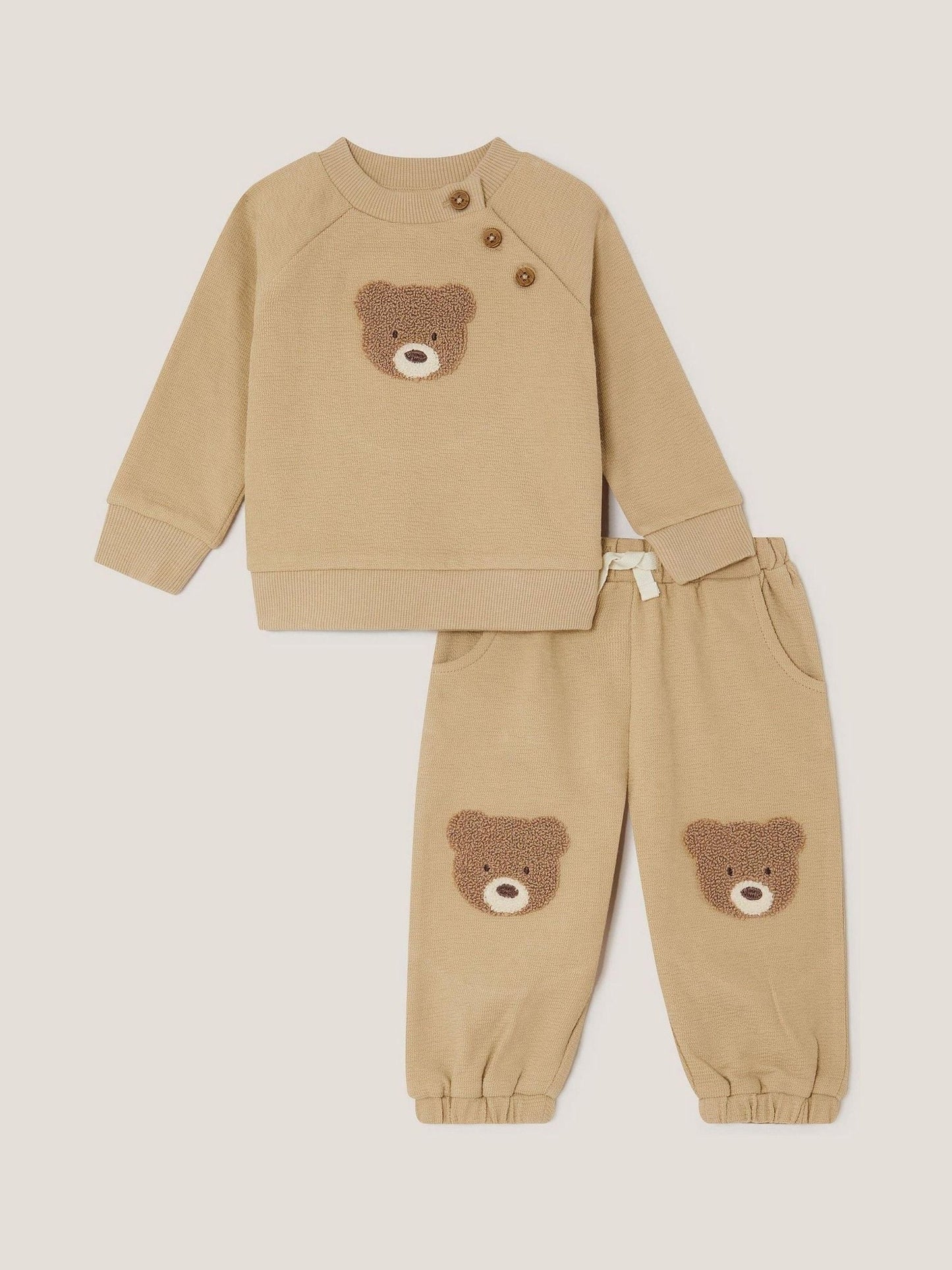 Monsoon Brown Benny Bear Sweatshirt & Joggers Set image 1