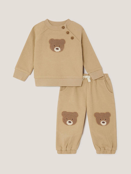 Monsoon Brown Benny Bear Sweatshirt & Joggers Set image 1