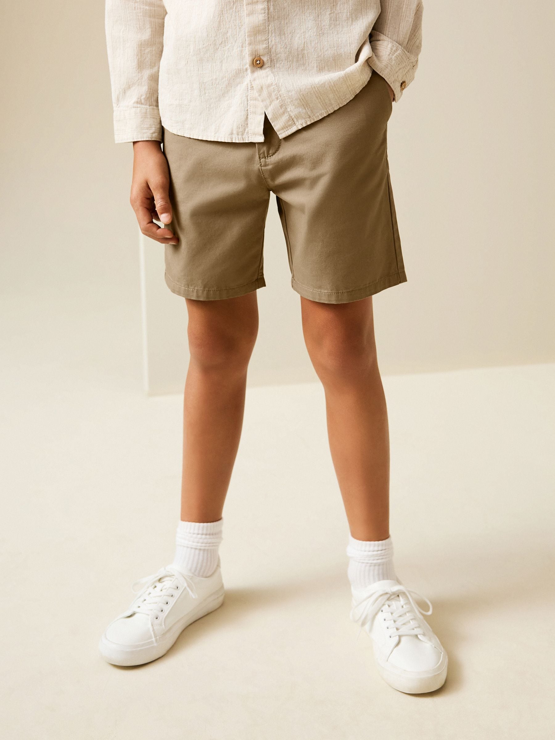 Dsiney Kidz - Tan Brown Regular Fit Chino Shorts (3-16yrs) image 1