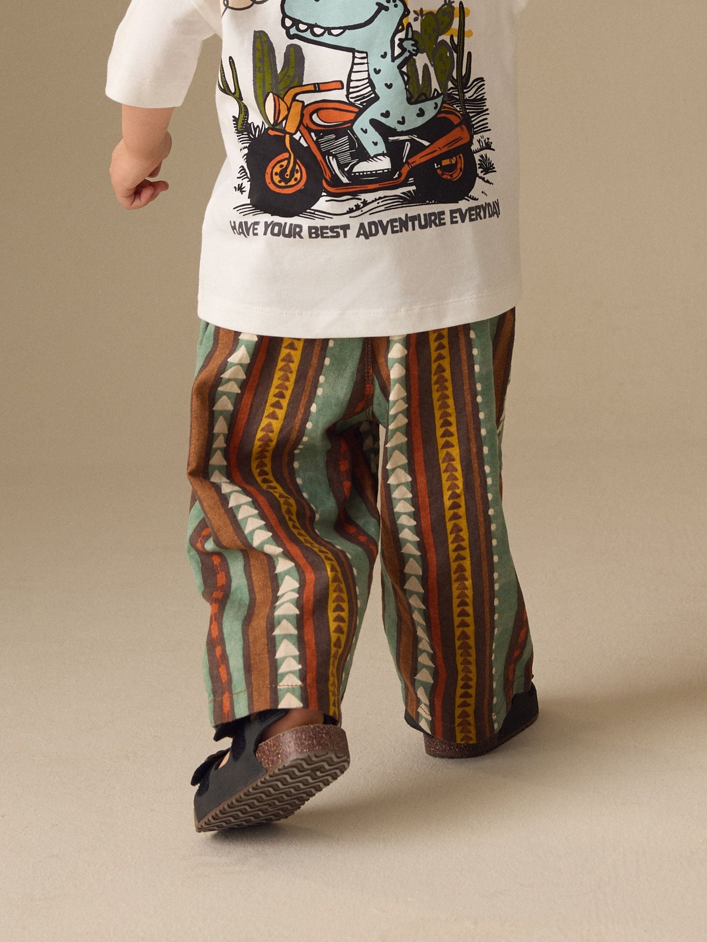 Multi Print Wide Fit Linen Blend Pull on Trousers (3mths-7yrs) image 5