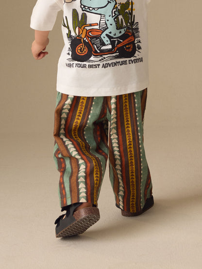 Multi Print Wide Fit Linen Blend Pull on Trousers (3mths-7yrs) image 5