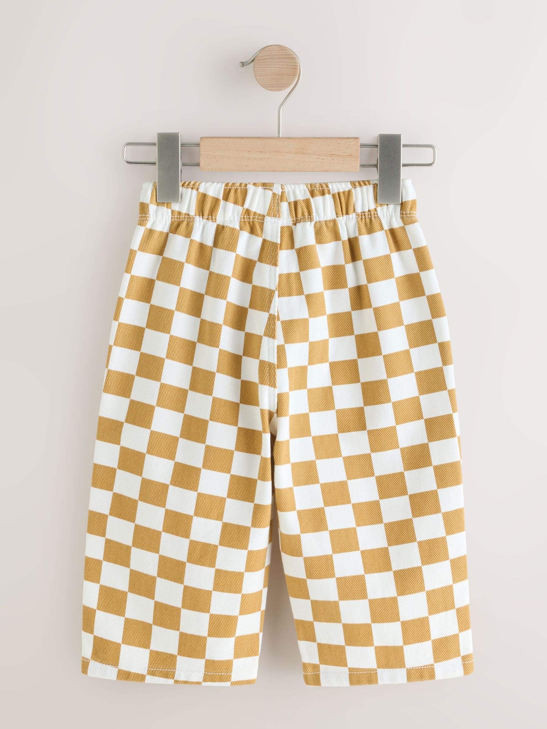 Yellow/White Checkerboard Pull On Wide Trousers (3mths-7yrs) image 6