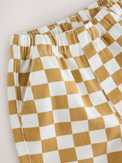 Yellow/White Checkerboard Pull On Wide Trousers (3mths-7yrs) image 7