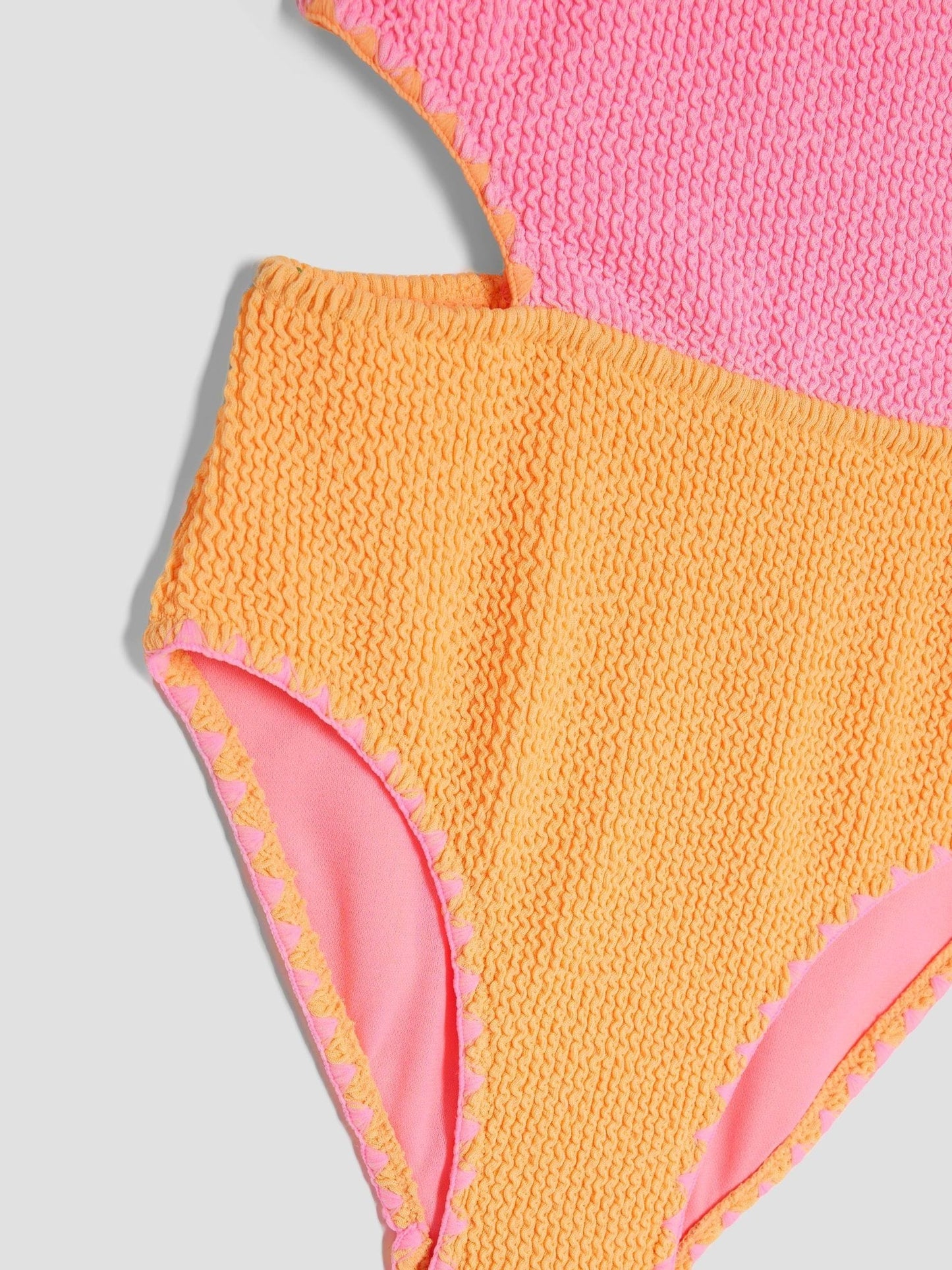 Dsiney Kidz - River Island Pink Girls Blocked Textured Swimsuit image 4