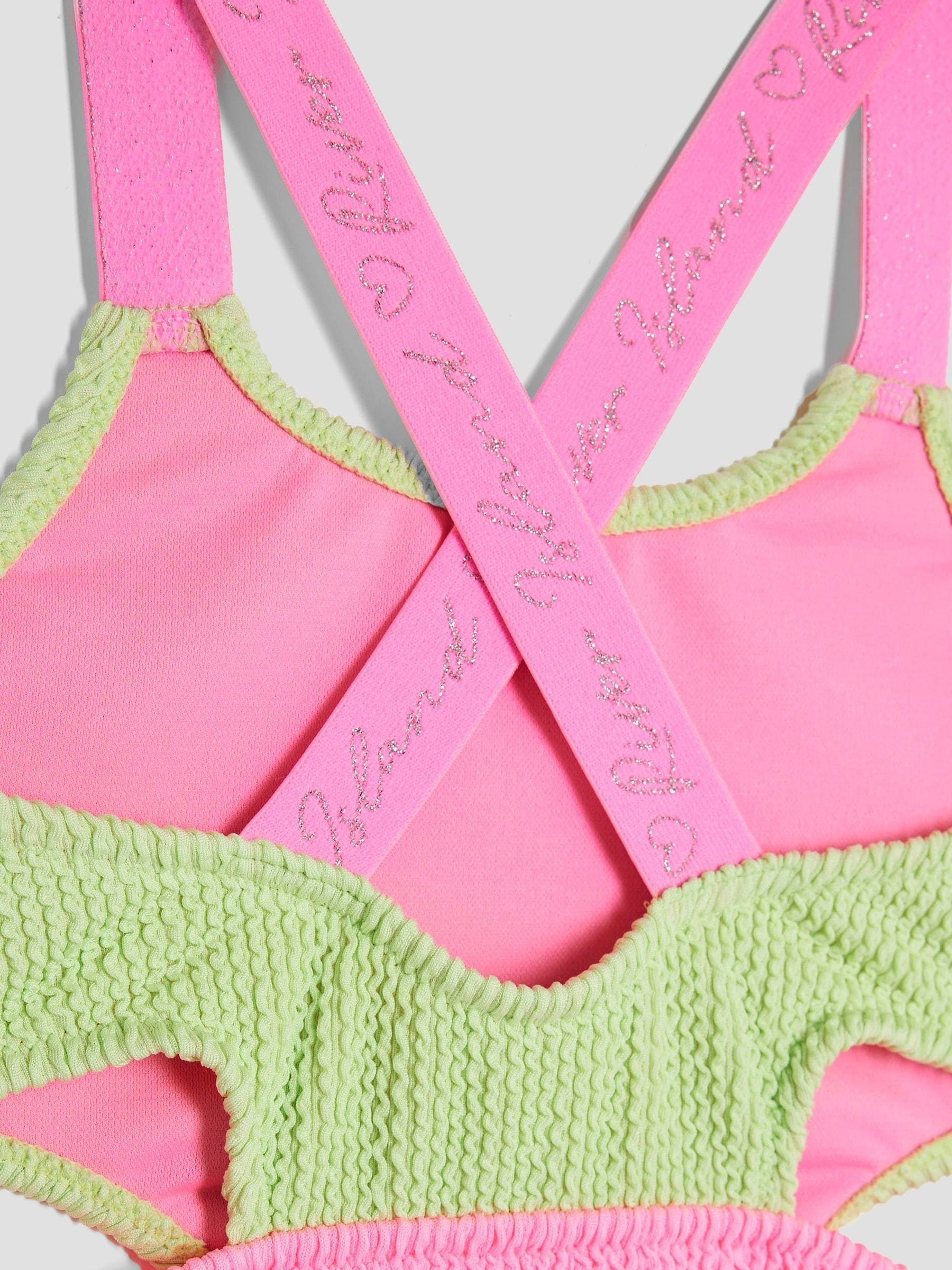 Dsiney Kidz - River Island Green Girls Elastic Colour Block Swimsuit image 4