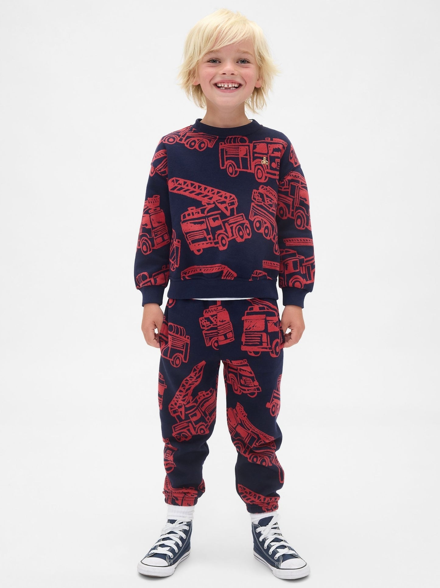 Dsiney Kidz - Gap Navy Blue Vintage Soft Firetruck Sweatshirt & Joggers Set (6mths-5yrs) image 1