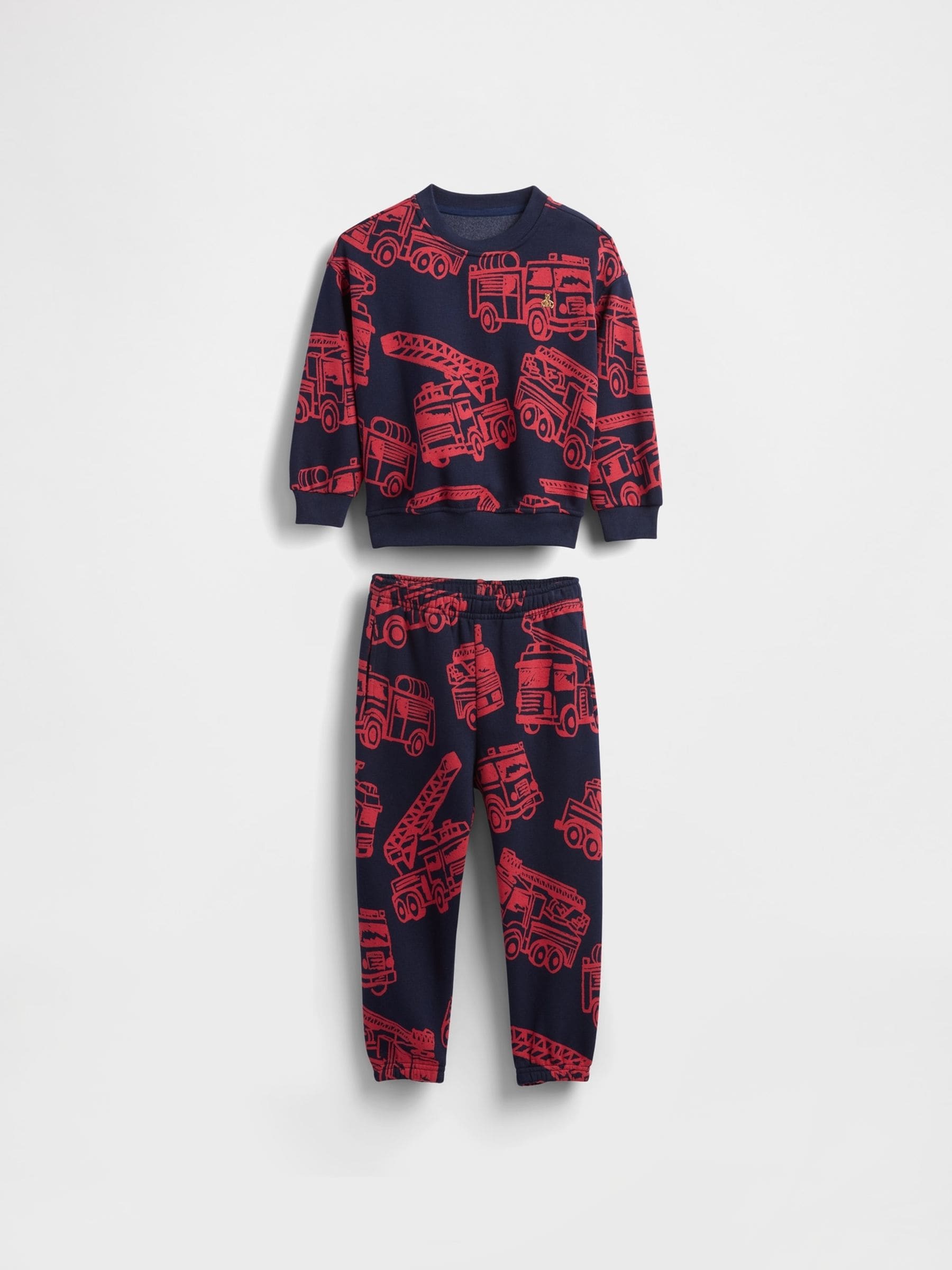 Dsiney Kidz - Gap Navy Blue Vintage Soft Firetruck Sweatshirt & Joggers Set (6mths-5yrs) image 2
