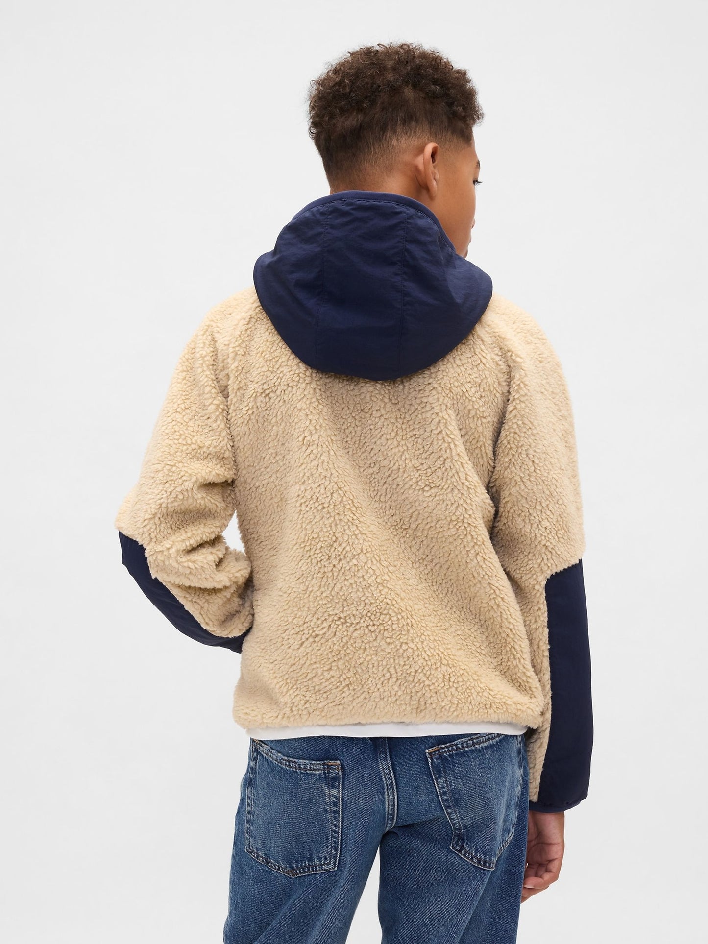 Dsiney Kidz - Gap Beige/Navy Sherpa Jacket (4-13yrs) image 2