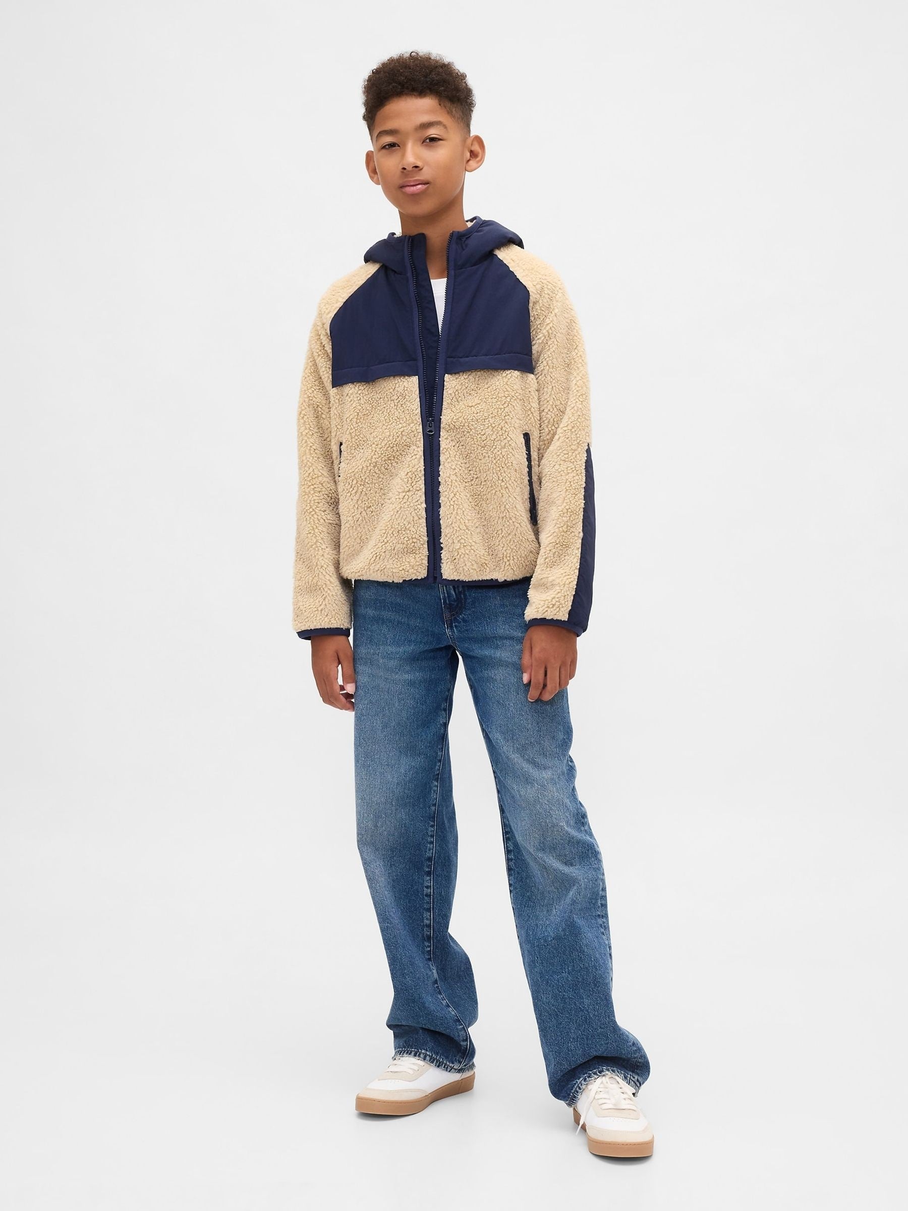 Dsiney Kidz - Gap Beige/Navy Sherpa Jacket (4-13yrs) image 3