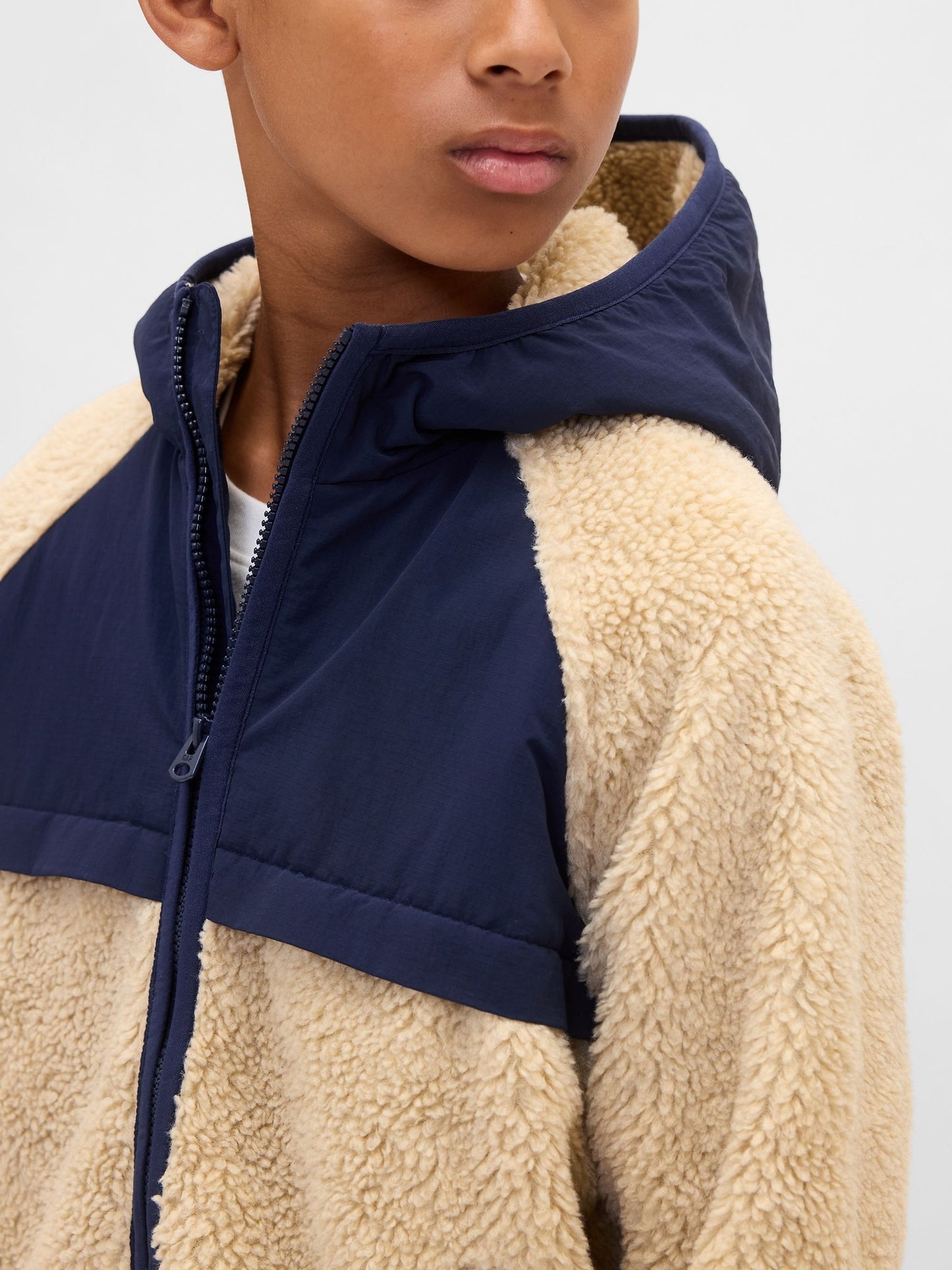 Dsiney Kidz - Gap Beige/Navy Sherpa Jacket (4-13yrs) image 4