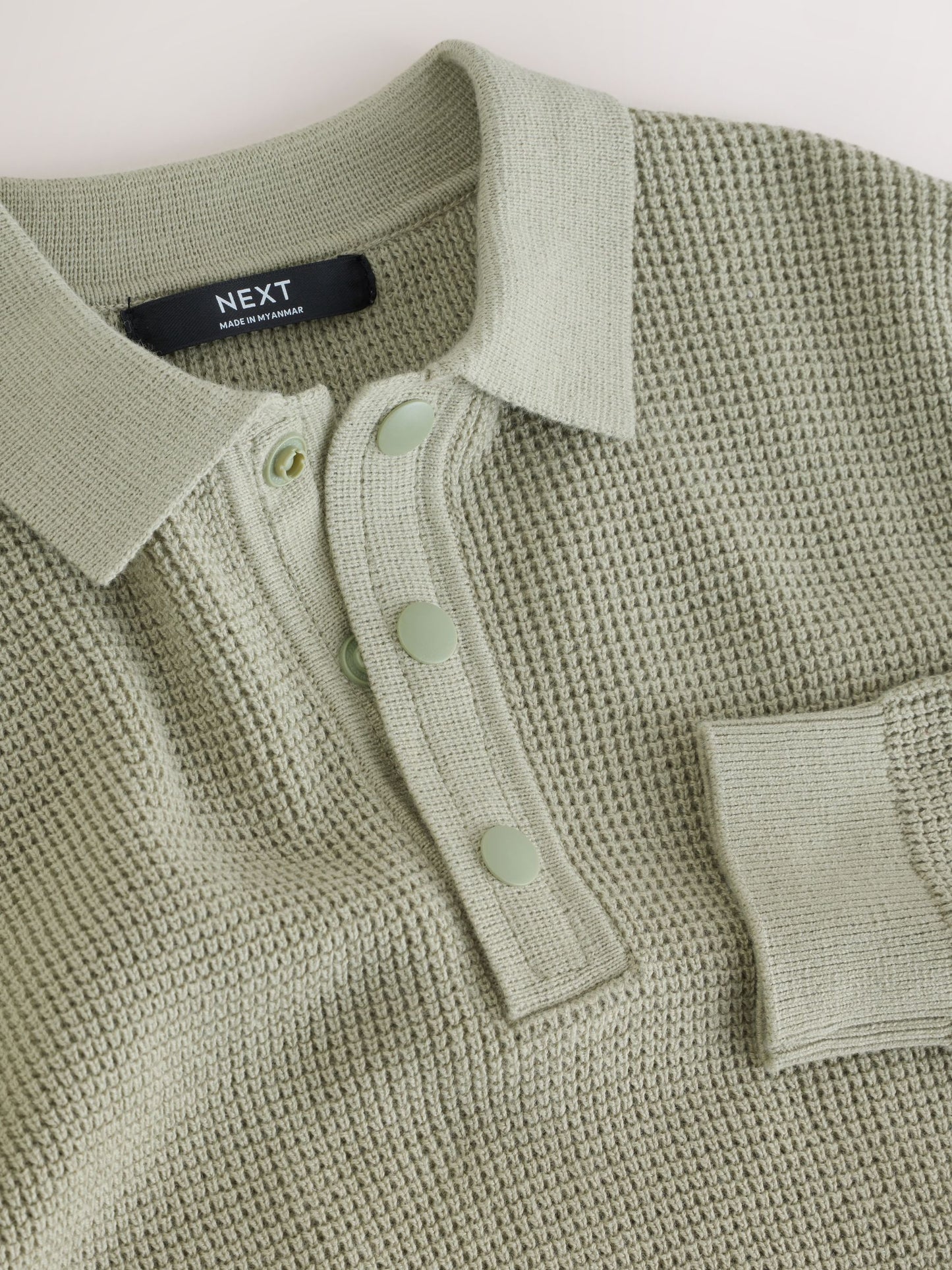 Dsiney Kidz - Sage Green Long Sleeve Textured Polo Shirt (3-16yrs) image 3