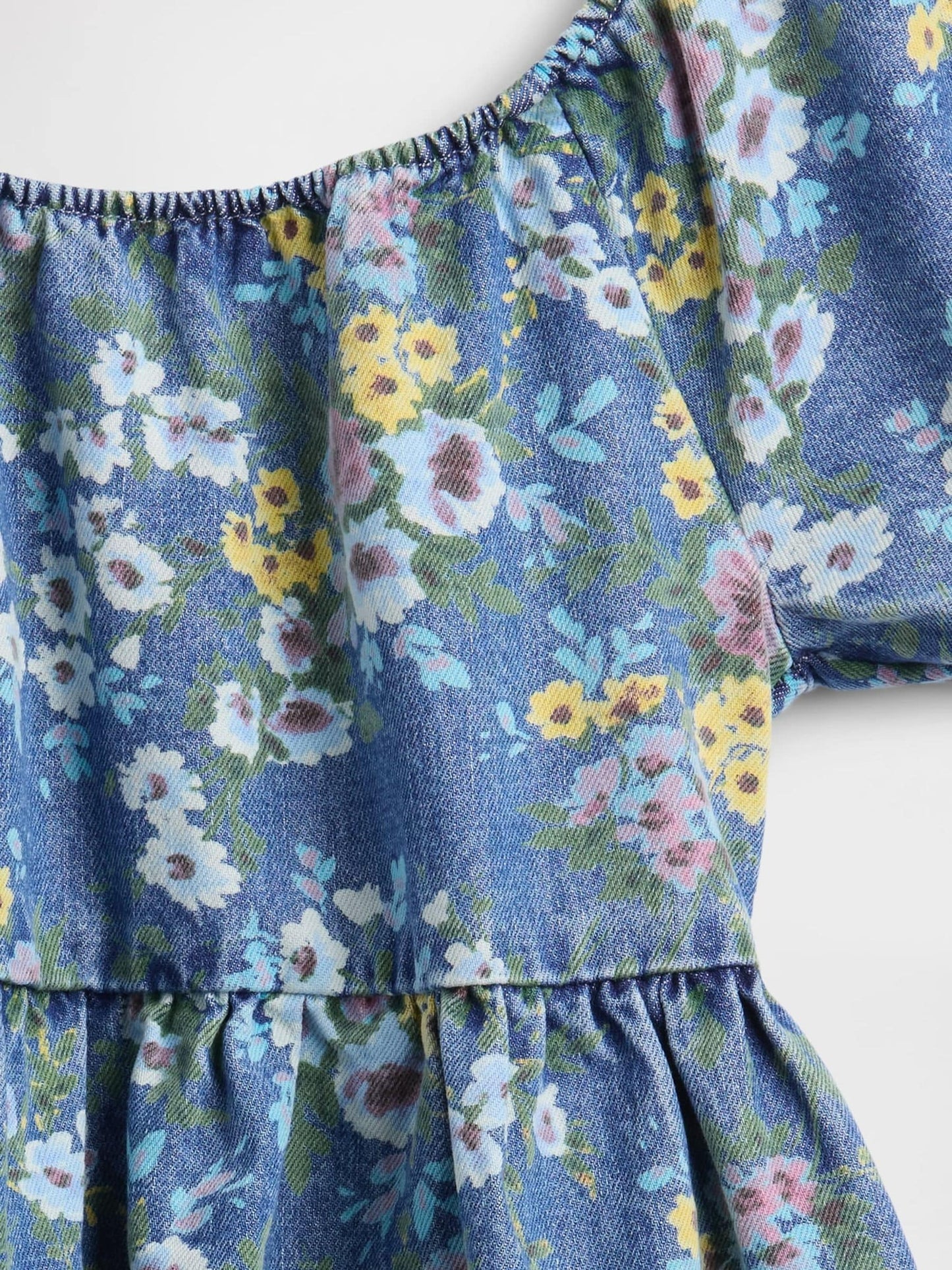 Dsiney Kidz - Gap Blue Denim Puff-Sleeve Floral Dress (4-13yrs) image 3