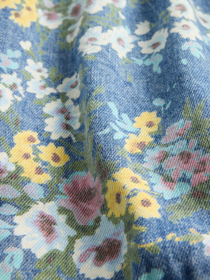 Dsiney Kidz - Gap Blue Denim Puff-Sleeve Floral Dress (4-13yrs) image 4