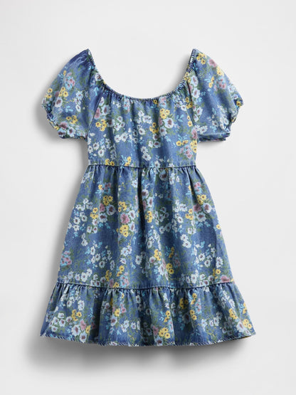 Dsiney Kidz - Gap Blue Denim Puff-Sleeve Floral Dress (4-13yrs) image 5